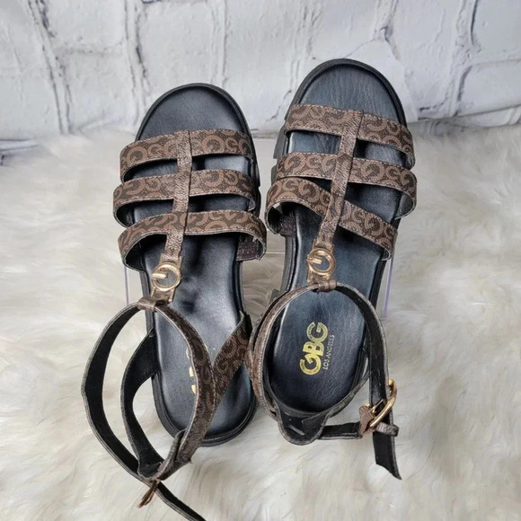 G by GUESS Womens 8.5 Platform 90s 2000s Brown Lug Chunky Sandal Retro Preppy - Picture 10 of 12